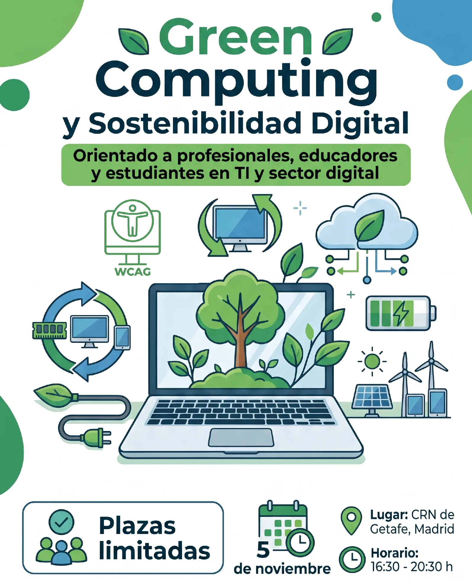 cartel Jornada de sensibilización en el uso responsable de las tecnologías y su sostenibilidad con el Medio ambiente