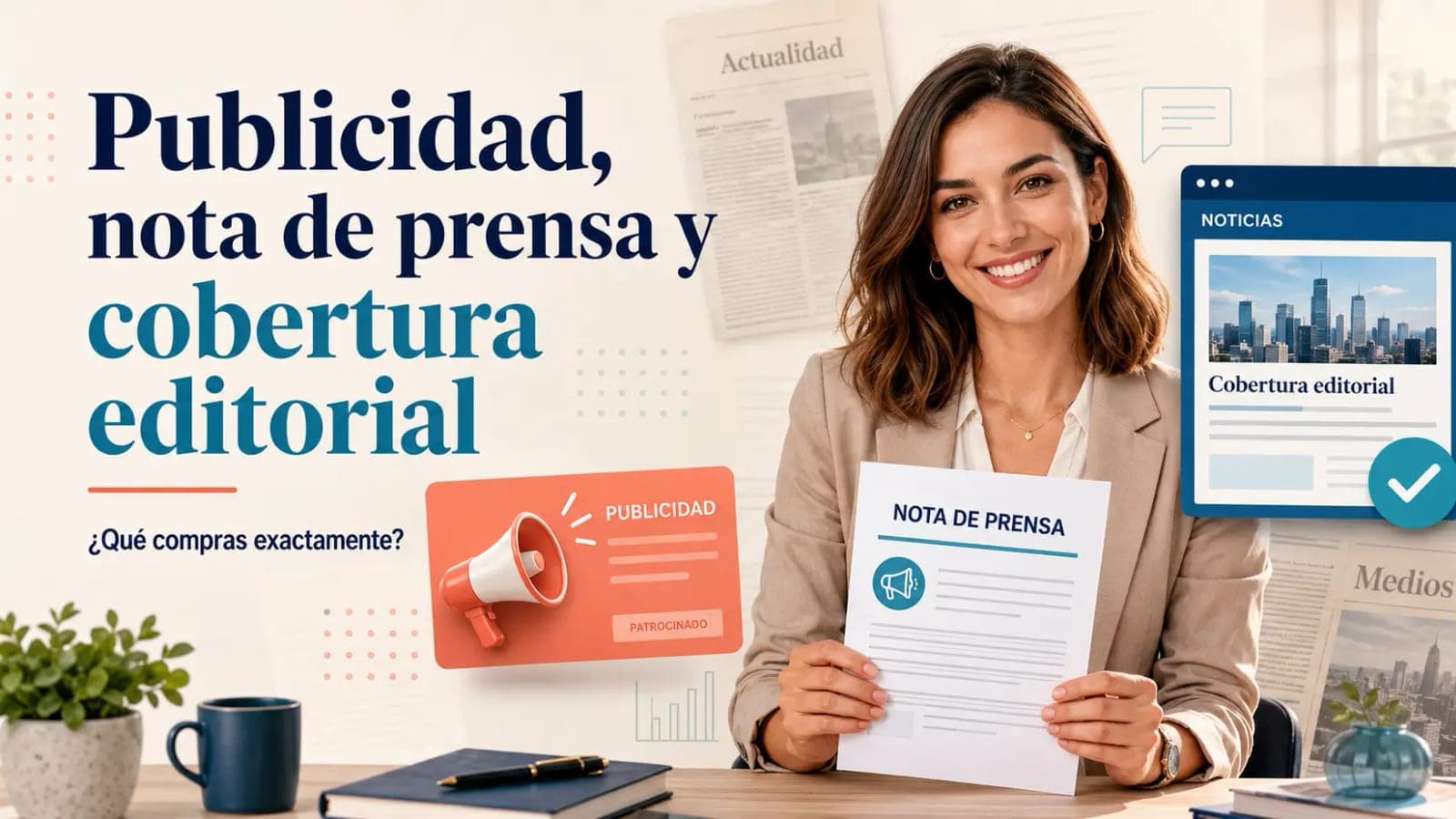 Persona leyendo un periódico sobre un escritorio de oficina